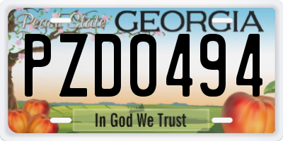 GA license plate PZD0494