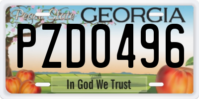 GA license plate PZD0496