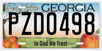 GA license plate PZD0498