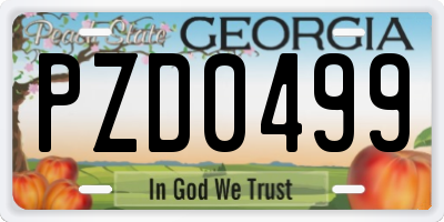 GA license plate PZD0499