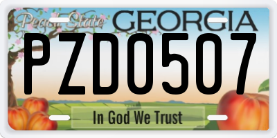 GA license plate PZD0507