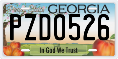 GA license plate PZD0526