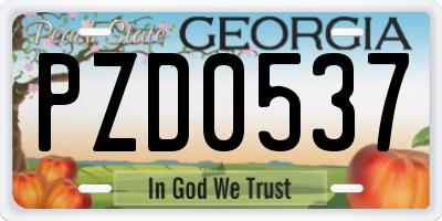 GA license plate PZD0537