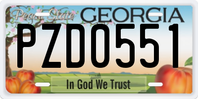 GA license plate PZD0551