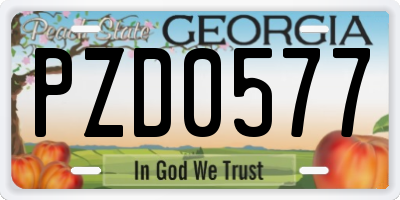 GA license plate PZD0577