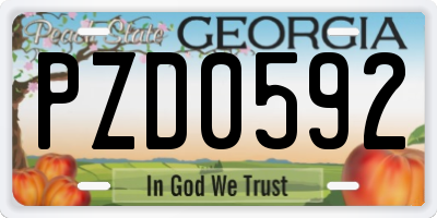 GA license plate PZD0592