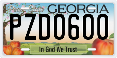 GA license plate PZD0600