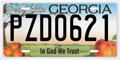 GA license plate PZD0621