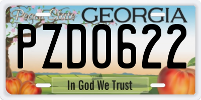 GA license plate PZD0622