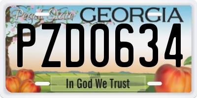GA license plate PZD0634