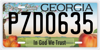 GA license plate PZD0635