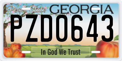GA license plate PZD0643