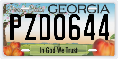 GA license plate PZD0644
