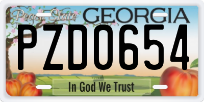 GA license plate PZD0654