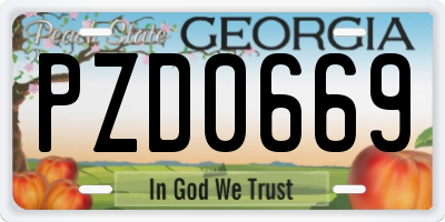 GA license plate PZD0669