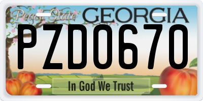 GA license plate PZD0670