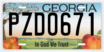 GA license plate PZD0671