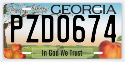 GA license plate PZD0674