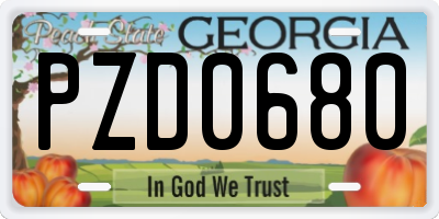 GA license plate PZD0680