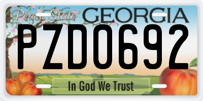 GA license plate PZD0692