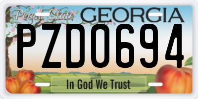 GA license plate PZD0694