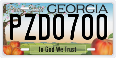 GA license plate PZD0700