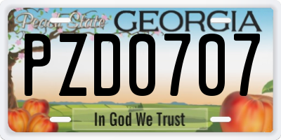 GA license plate PZD0707
