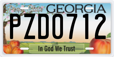 GA license plate PZD0712