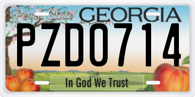 GA license plate PZD0714