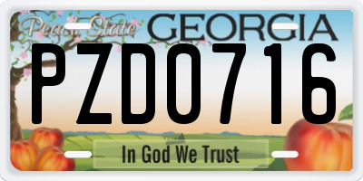 GA license plate PZD0716