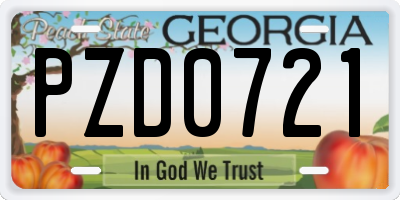 GA license plate PZD0721
