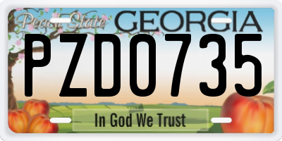 GA license plate PZD0735