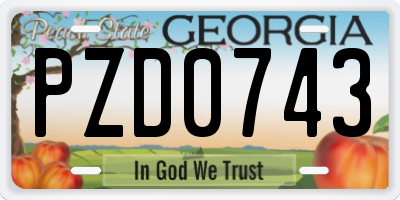 GA license plate PZD0743