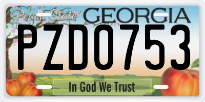GA license plate PZD0753