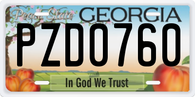 GA license plate PZD0760