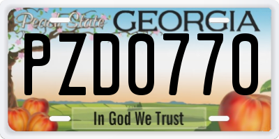 GA license plate PZD0770