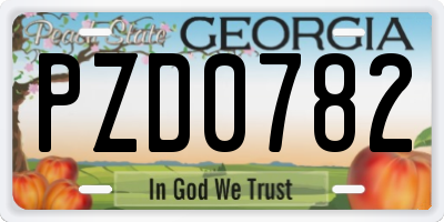 GA license plate PZD0782
