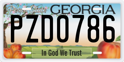 GA license plate PZD0786