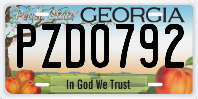 GA license plate PZD0792