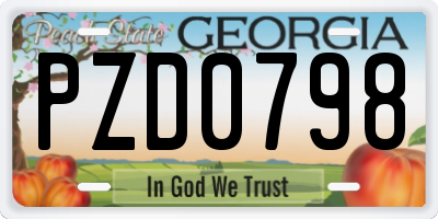 GA license plate PZD0798