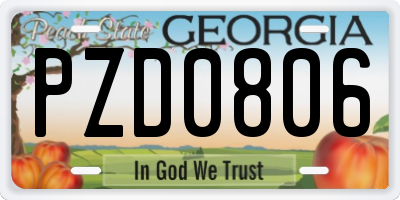 GA license plate PZD0806