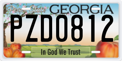 GA license plate PZD0812