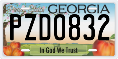 GA license plate PZD0832