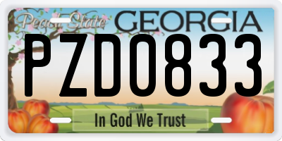 GA license plate PZD0833