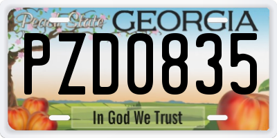 GA license plate PZD0835