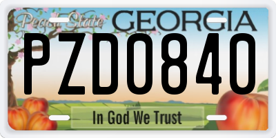 GA license plate PZD0840