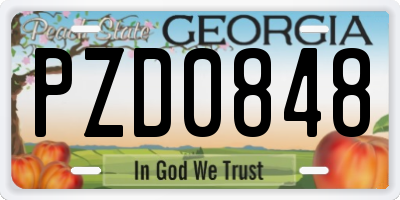 GA license plate PZD0848
