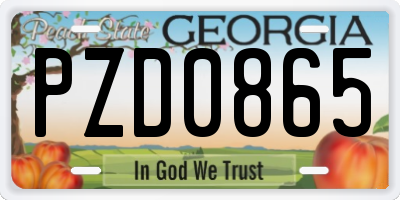 GA license plate PZD0865