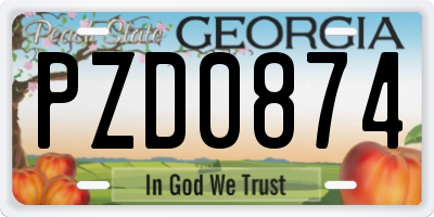 GA license plate PZD0874