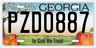 GA license plate PZD0887